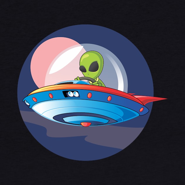 GREEN ALIEN IN UFO SPACE by GClothes